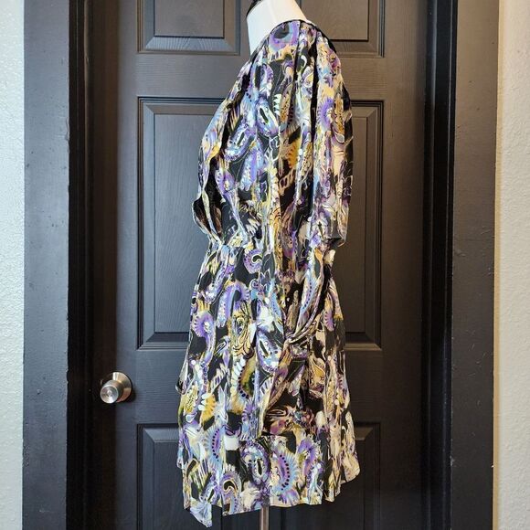 IRO Silk Blend Draped Wrap-effect Asymmetric Hem Damie Multicolor Mini Dress - Picture 6 of 16